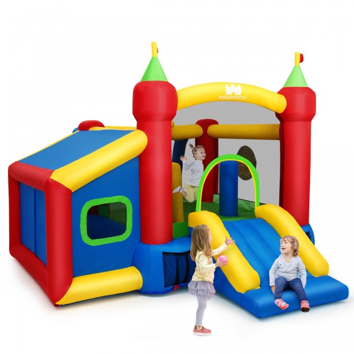Castel Gonflabul mare FanTech Spatiu Loc de joaca multiactivitati Playcenter cu 100 Bile, Togogan, Dart, Cos Baschet, Poarta de Fotbal
